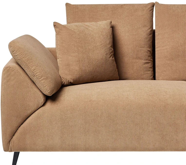 Beliani 4 vietų kampinė sofa LUNNER, velvetas, ruda, kairinė
