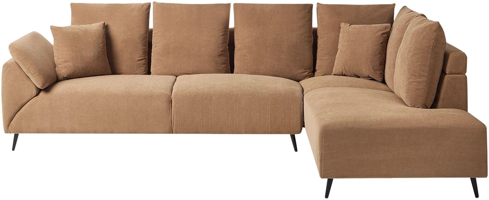 Beliani 4 vietų kampinė sofa LUNNER, velvetas, ruda, kairinė