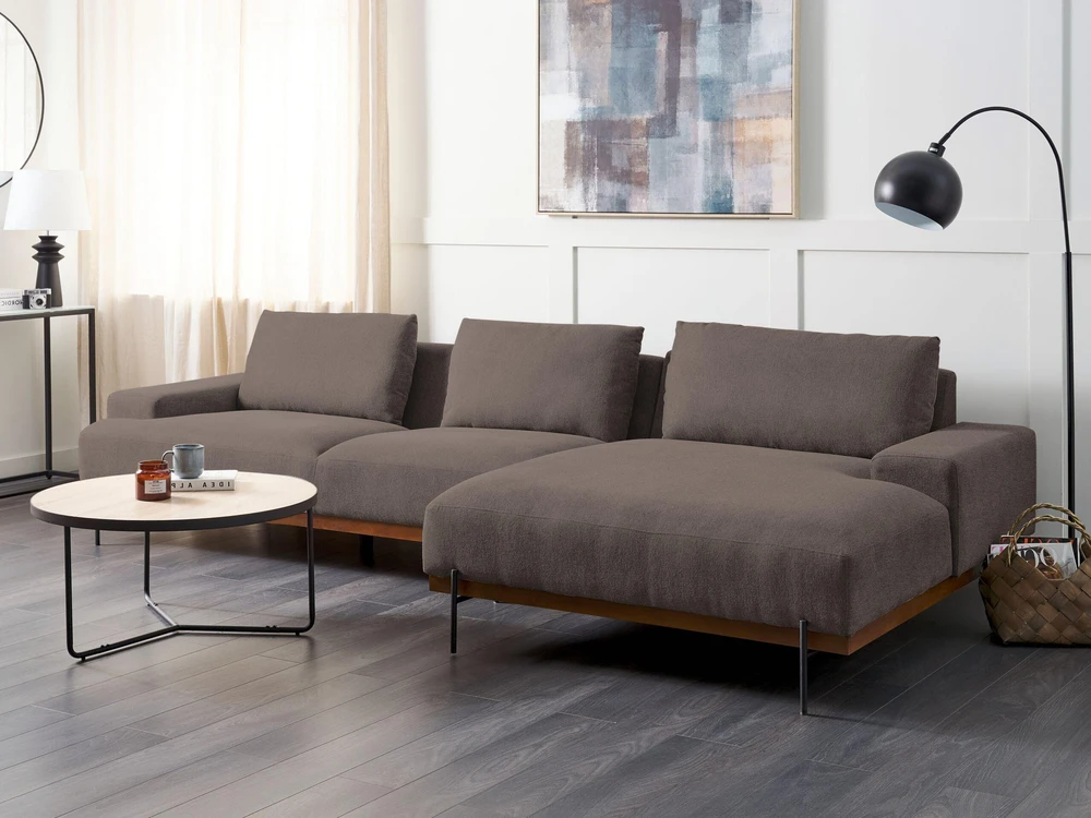 Beliani 4 vietų kampinė sofa MARIFERD ruda, kairinė
