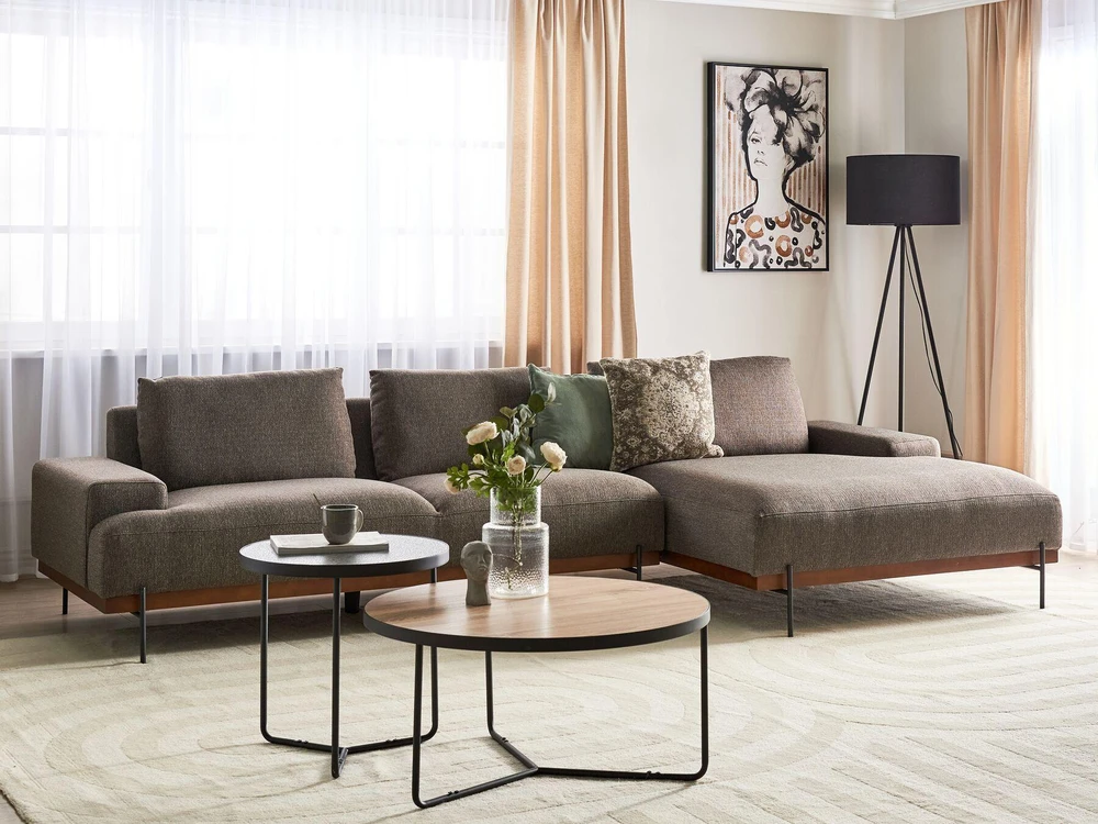 Beliani 4 vietų kampinė sofa MARIFERD ruda, kairinė