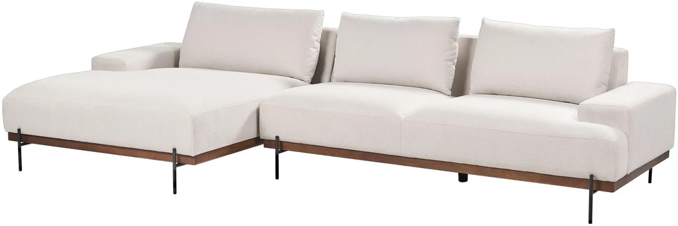 Beliani 4 vietų kampinė sofa MARIFERD šviesiai smėlio spalvos dešininė