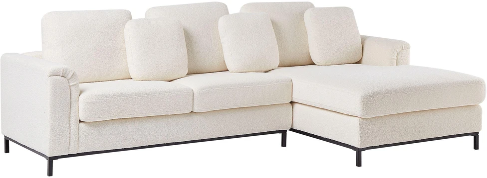 Beliani 4 vietų kampinė sofa OSLO Boucle balta kairinė