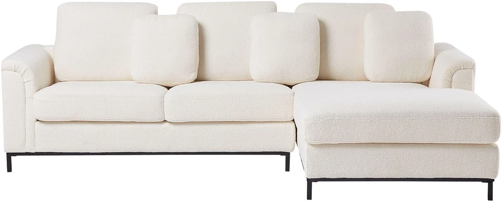 Beliani 4 vietų kampinė sofa OSLO Boucle balta kairinė