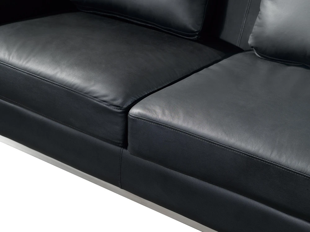 Beliani 4 vietų kampinė sofa OSLO Natūrali oda Juoda Dešininė