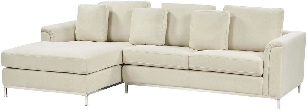 Beliani 4 vietų kampinė sofa OSLO, smėlio spalvos, dešininė
