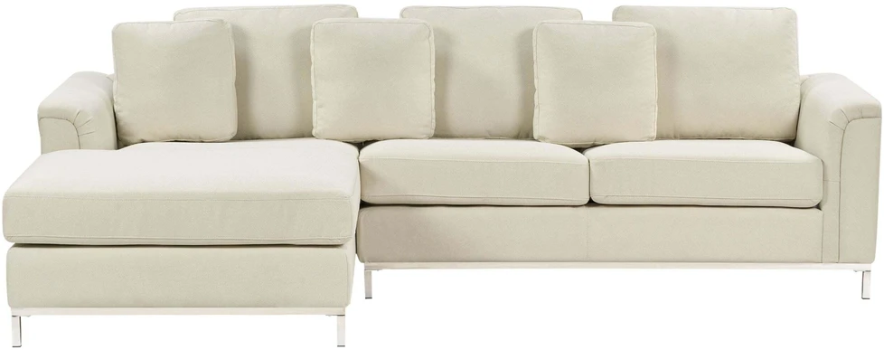 Beliani 4 vietų kampinė sofa OSLO, smėlio spalvos, dešininė