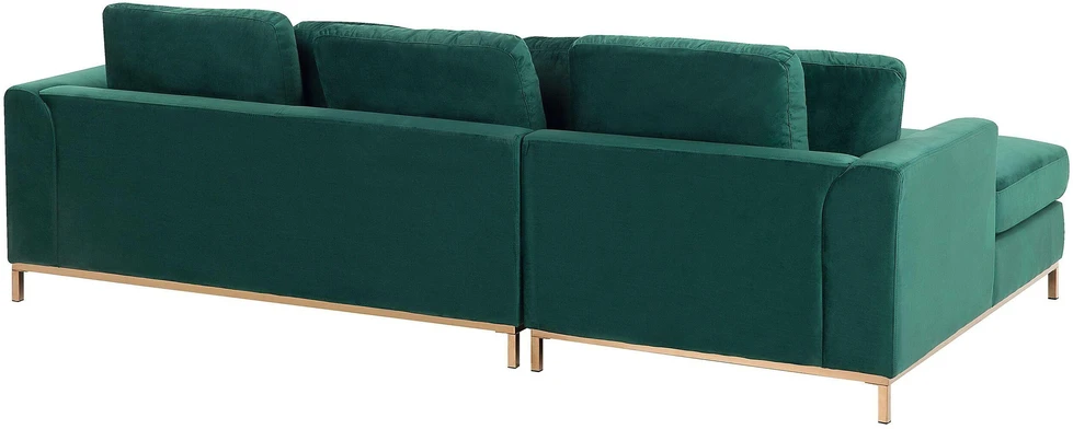 Beliani 4 vietų kampinė sofa OSLO, veliūras, tamsiai žalia, kairinė
