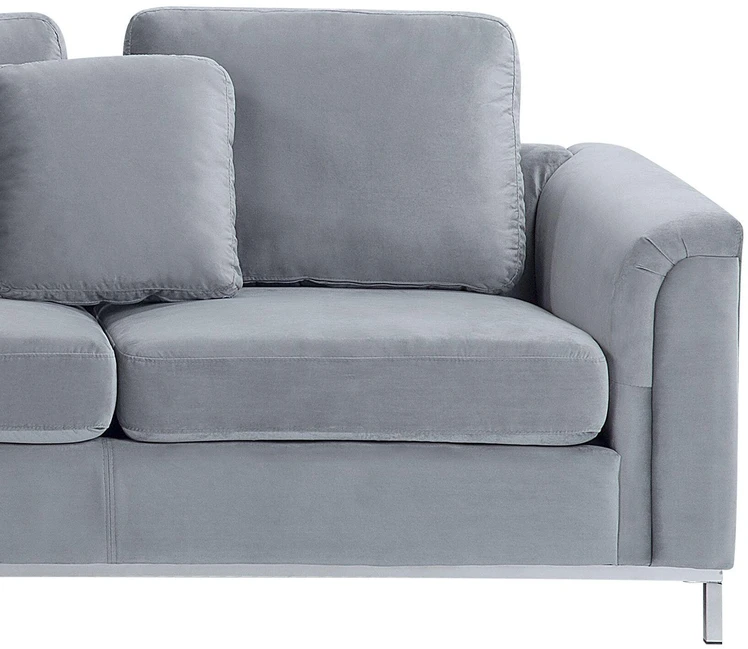 Beliani 4 vietų kampinė sofa OSLO, veliūras, pilka, dešininė