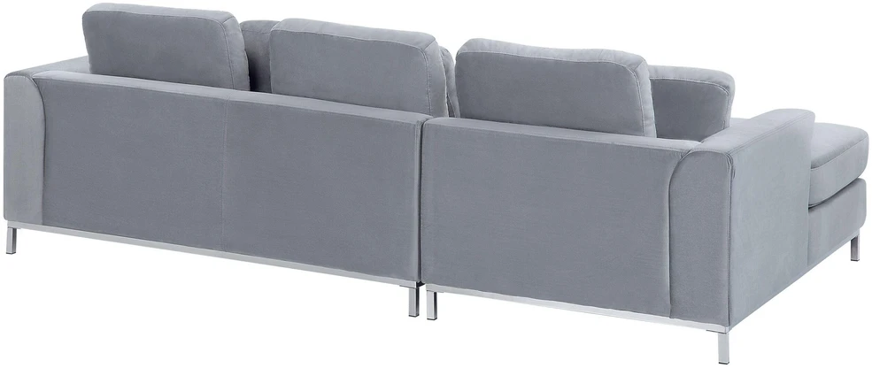 Beliani 4 vietų kampinė sofa OSLO, veliūras, pilka, dešininė