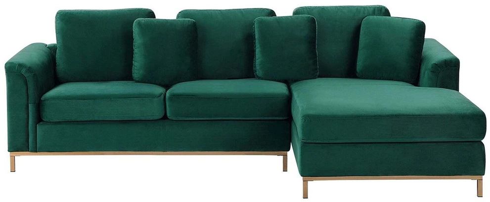 Beliani 4 vietų kampinė sofa OSLO, veliūras, tamsiai žalia, kairinė