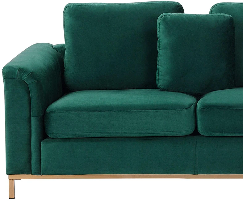Beliani 4 vietų kampinė sofa OSLO, veliūras, tamsiai žalia, kairinė