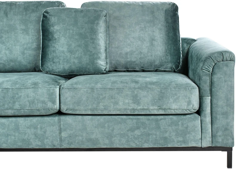 Beliani 4 vietų kampinė sofa OSLO, veliūrinė, žydra, dešininė