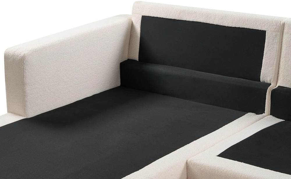 Beliani 4 vietų kampinė sofa SIGGARD Boucle balta, dešininė