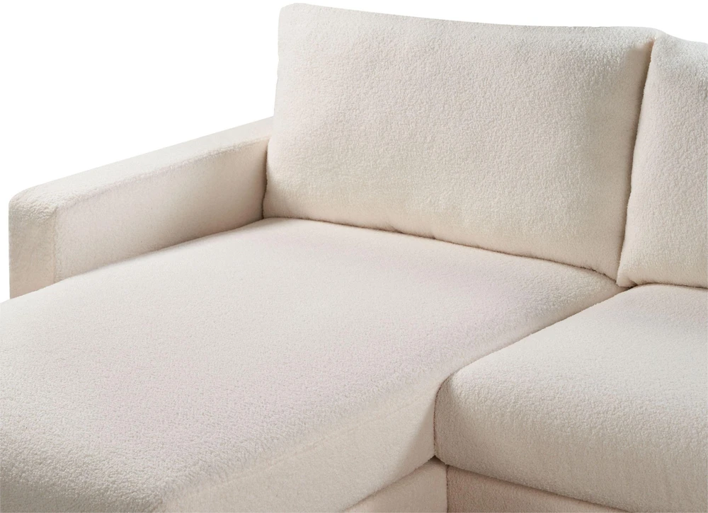Beliani 4 vietų kampinė sofa SIGGARD Boucle balta, dešininė