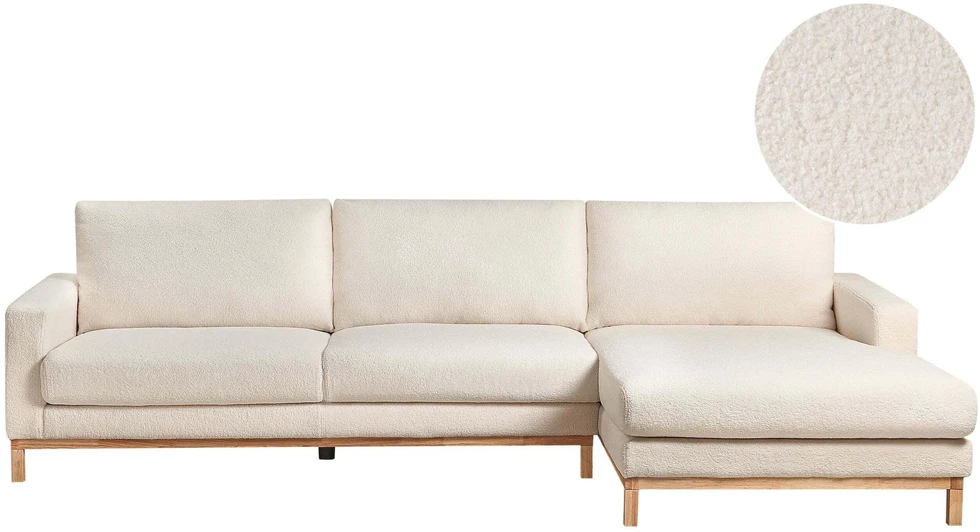 Beliani 4 vietų kampinė sofa SIGGARD, boucle, balta, kairinė