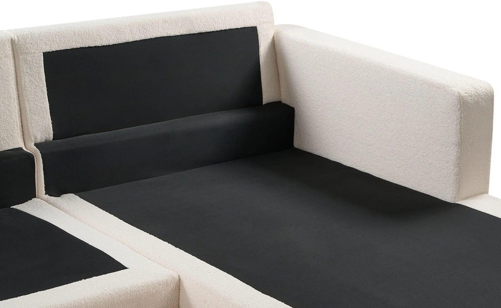 Beliani 4 vietų kampinė sofa SIGGARD, boucle, balta, kairinė