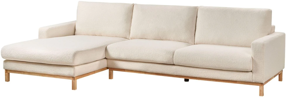 Beliani 4 vietų kampinė sofa SIGGARD Boucle balta, dešininė