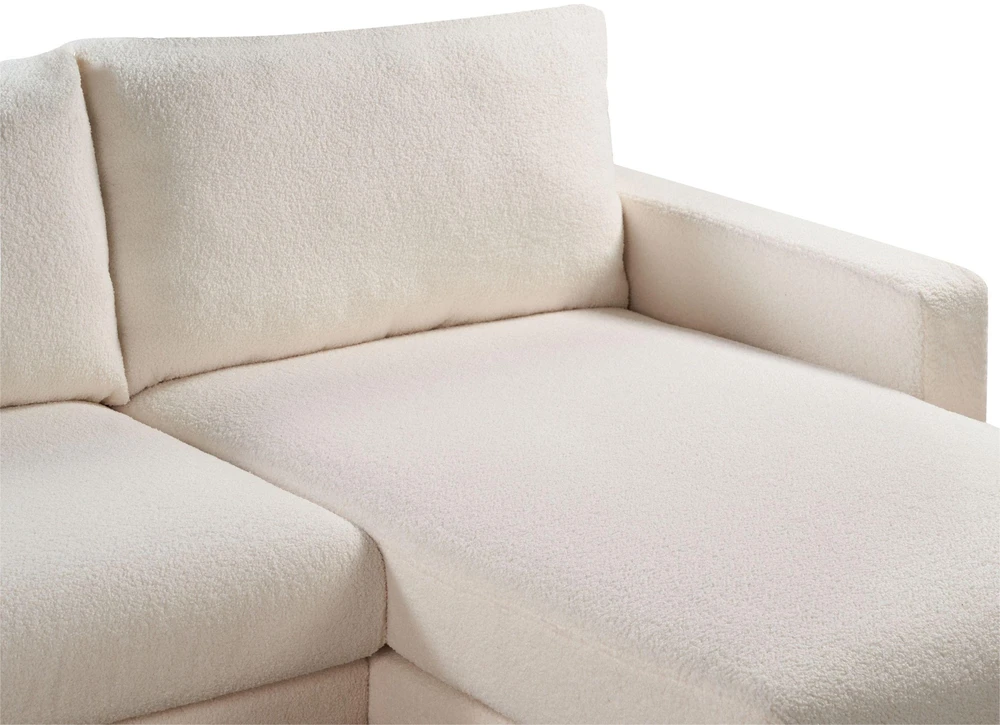 Beliani 4 vietų kampinė sofa SIGGARD, boucle, balta, kairinė