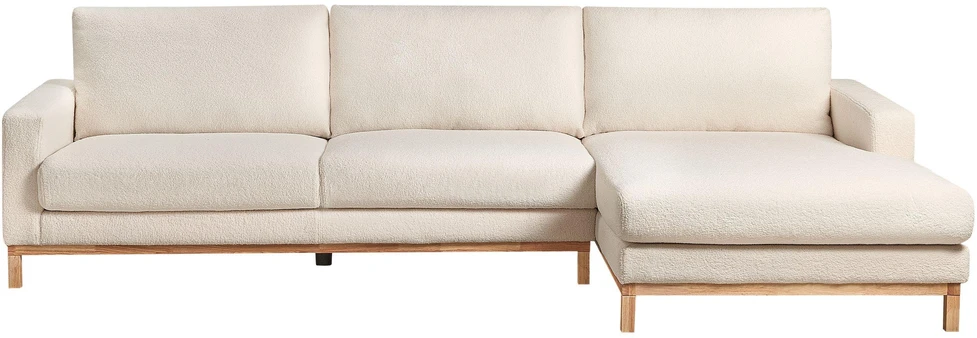 Beliani 4 vietų kampinė sofa SIGGARD, boucle, balta, kairinė
