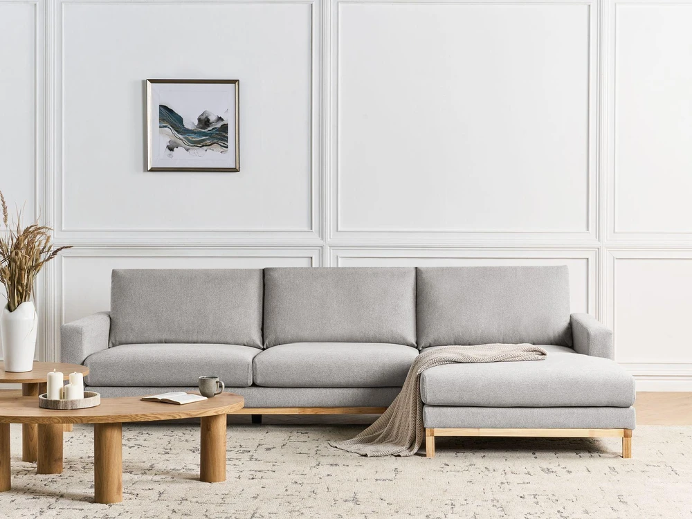 Beliani 4 vietų kampinė sofa SIGGARD pilka, kairinė