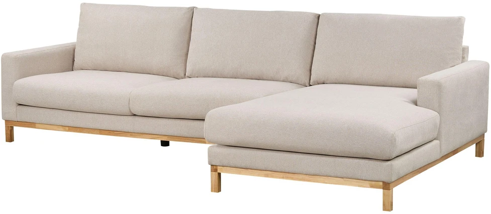 Beliani 4 vietų kampinė sofa SIGGARD, smėlio spalvos, kairinė