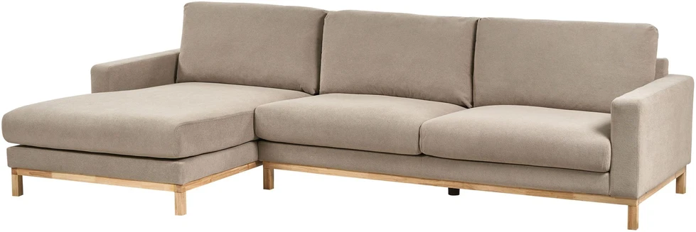 Beliani 4 vietų kampinė sofa SIGGARD smėlio ir pilkos spalvos, dešininė