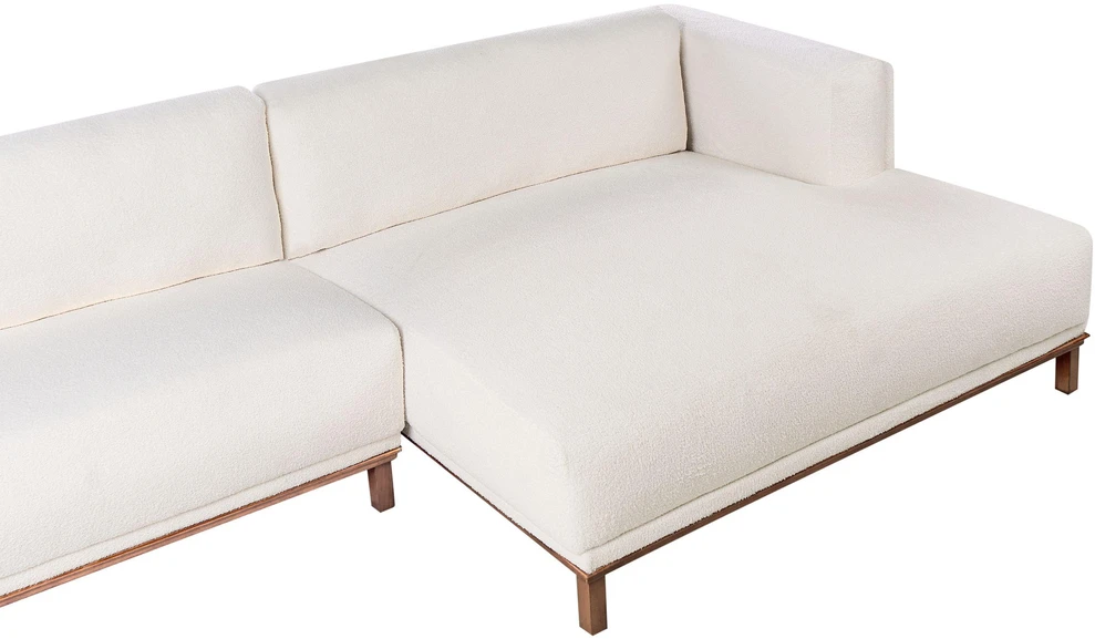 Beliani 4 vietų kampinė sofa VENG Boucle, balkšva, kairinė