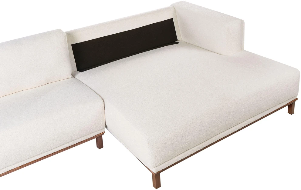 Beliani 4 vietų kampinė sofa VENG Boucle, balkšva, kairinė