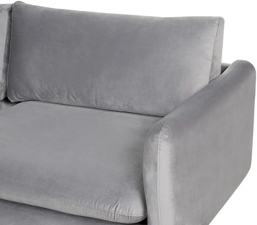 Beliani 4 vietų kampinė sofa VINTERBRO, veliūrinė, pilka, dešininė