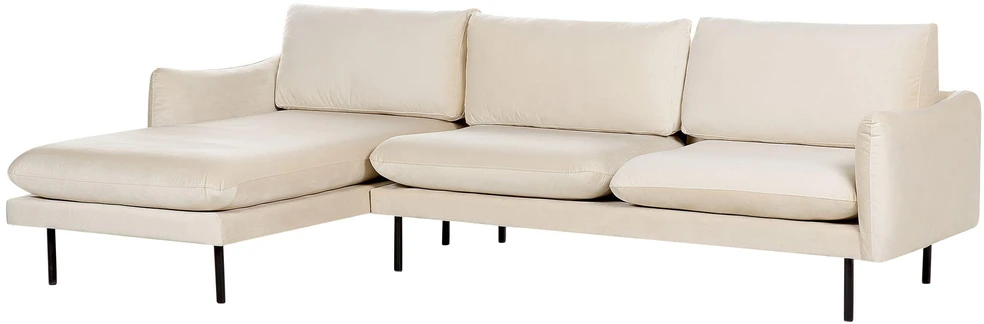 Beliani 4 vietų kampinė sofa VINTERBRO, veliūrinė, šviesiai smėlinė, dešininė