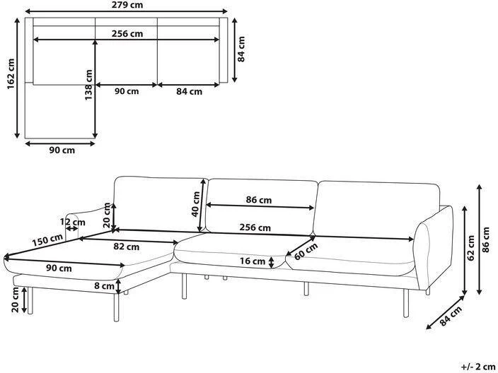Beliani 4 vietų kampinė sofa VINTERBRO, veliūrinė, pilka, dešininė