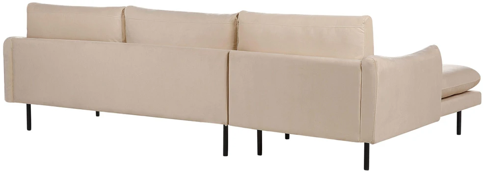 Beliani 4 vietų kampinė sofa VINTERBRO, veliūras, smėlinė, dešininė