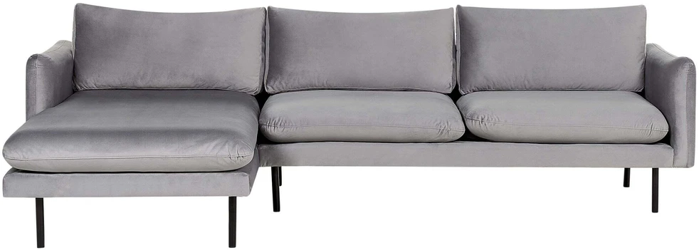 Beliani 4 vietų kampinė sofa VINTERBRO, veliūrinė, pilka, dešininė