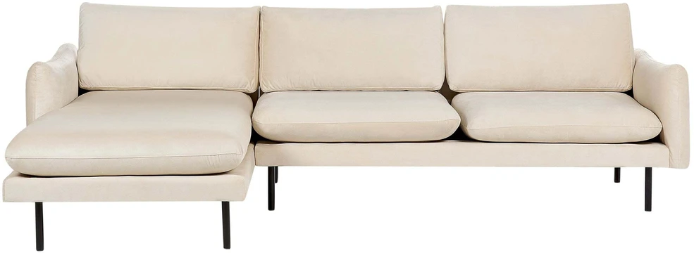 Beliani 4 vietų kampinė sofa VINTERBRO, veliūrinė, šviesiai smėlinė, dešininė