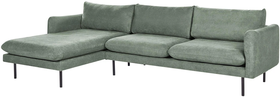 Beliani 4 vietų kampinė sofa VINTERBRO šviesiai žalia, dešininė