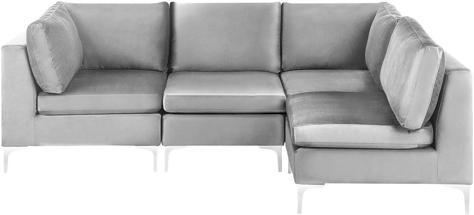 Beliani 4 vietų modulinė kampinė sofa EVJA, kairinė, pilkas veliūras