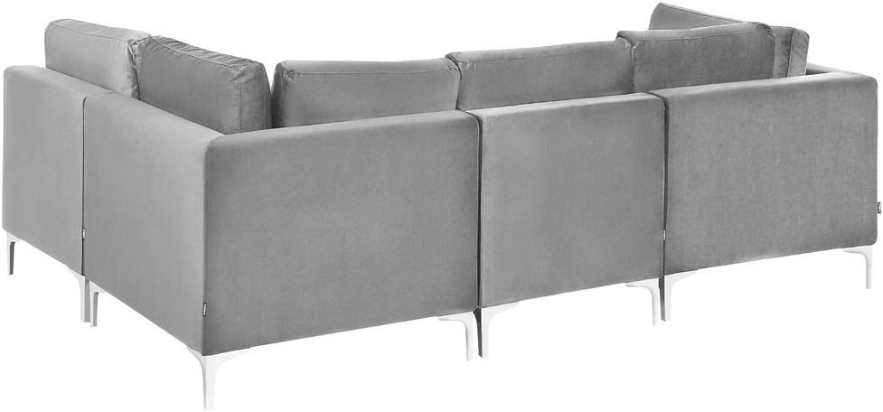 Beliani 4 vietų modulinė kampinė sofa EVJA, kairinė, pilkas veliūras