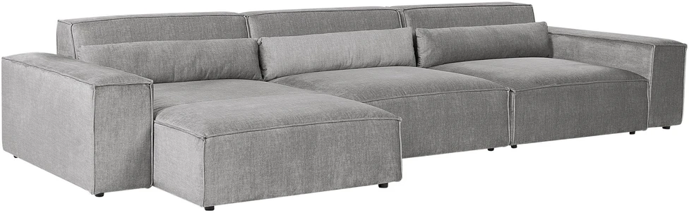 Beliani 4 vietų modulinė kampinė sofa HELLNAR dešininė, pilka