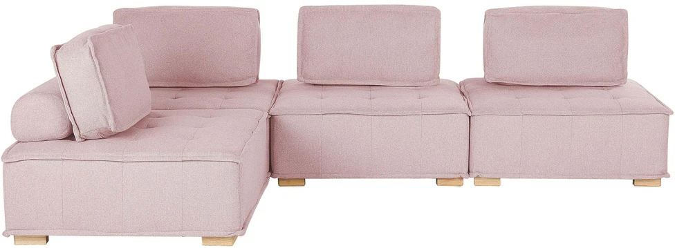 Beliani 4 vietų modulinė kampinė sofa TIBRO dešininė rožinė