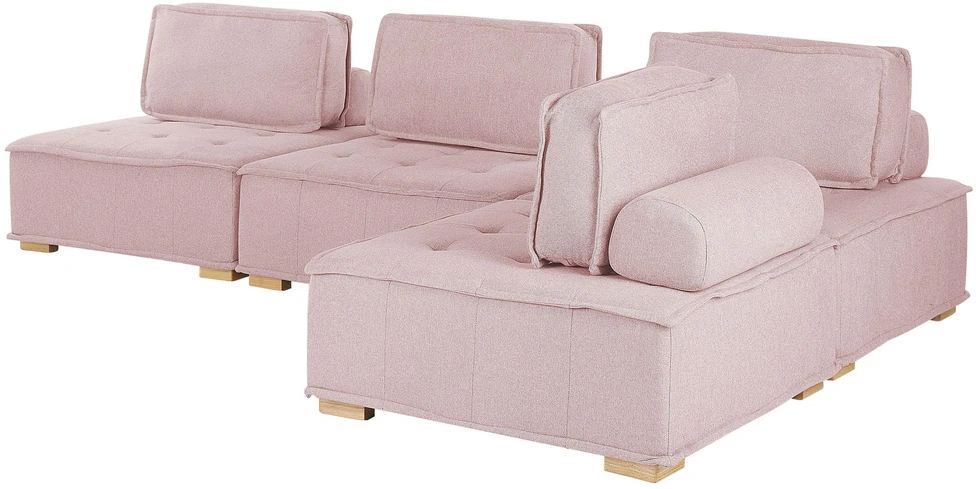 Beliani 4 vietų modulinė kampinė sofa TIBRO dešininė rožinė