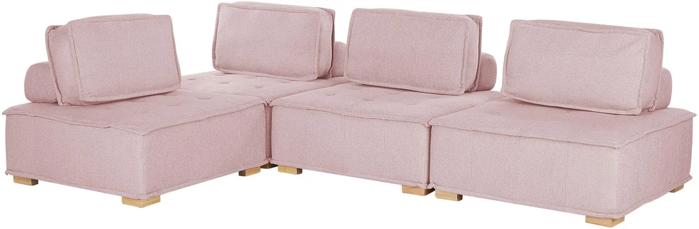 Beliani 4 vietų modulinė kampinė sofa TIBRO dešininė rožinė