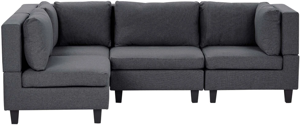 Beliani 4 vietų modulinė kampinė sofa UNSTAD Dešininė Tamsiai pilka