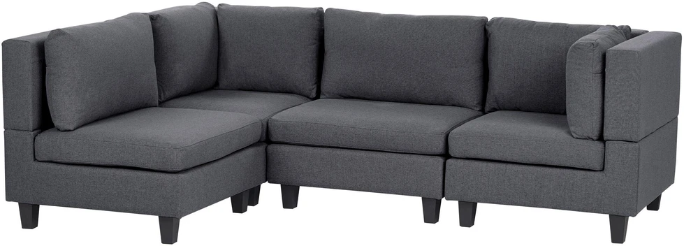 Beliani 4 vietų modulinė kampinė sofa UNSTAD Dešininė Tamsiai pilka