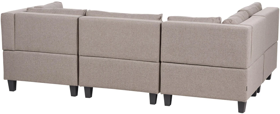 Beliani 4 vietų modulinė kampinė sofa UNSTAD dešininė, ruda su otomanu