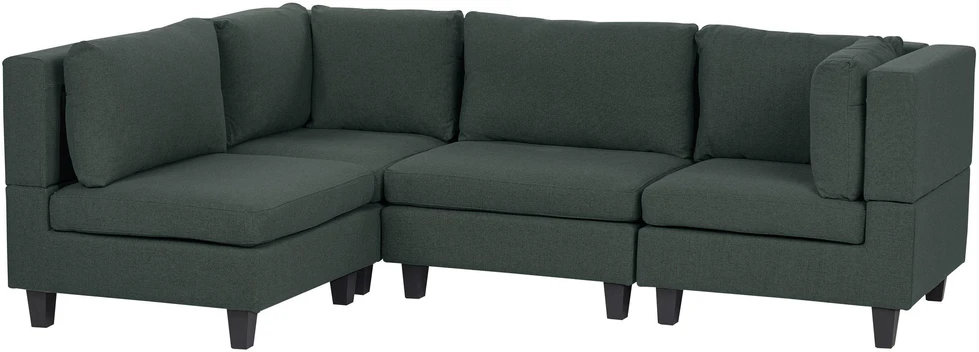 Beliani 4 vietų modulinė kampinė sofa UNSTAD dešininė, tamsiai žalia
