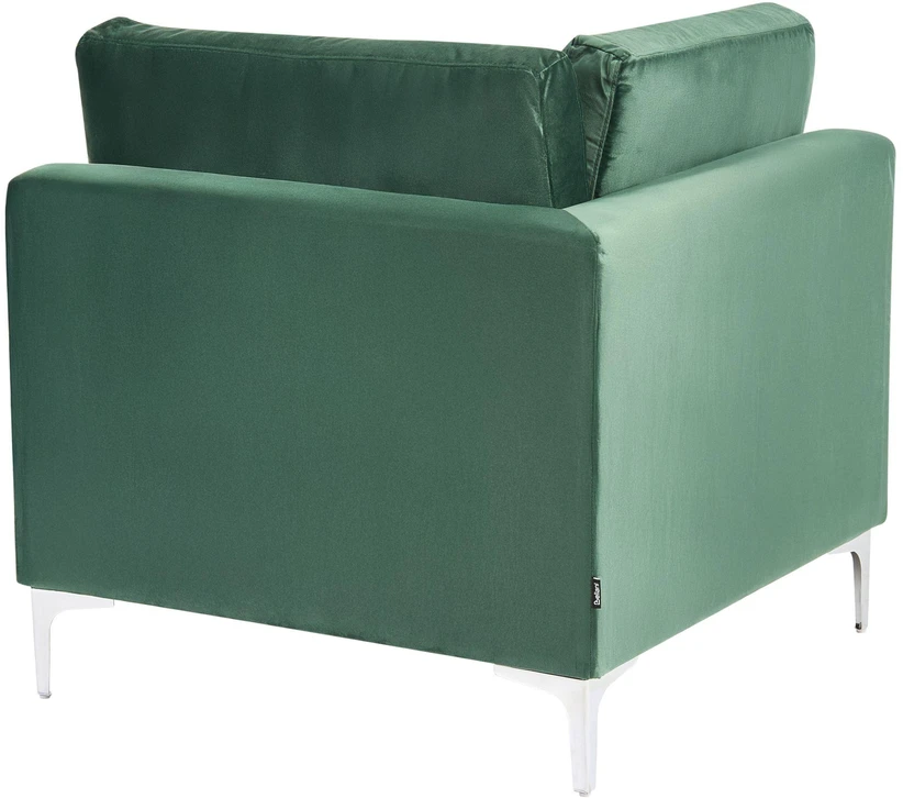 Beliani 4 vietų modulinė sofa EVJA, dešininė, žalia veliūrinė, su otomane
