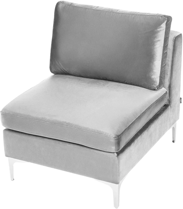 Beliani 4 vietų modulinė sofa EVJA dešininė pilka veliūrinė