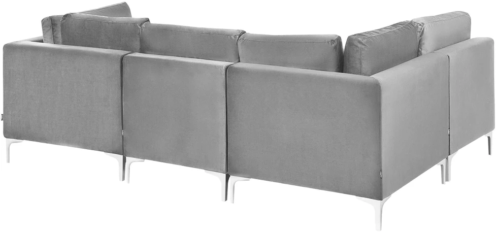 Beliani 4 vietų modulinė sofa EVJA dešininė pilka veliūrinė