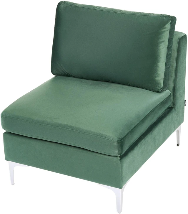 Beliani 4 vietų modulinė sofa EVJA, dešininė, žalia veliūrinė, su otomane