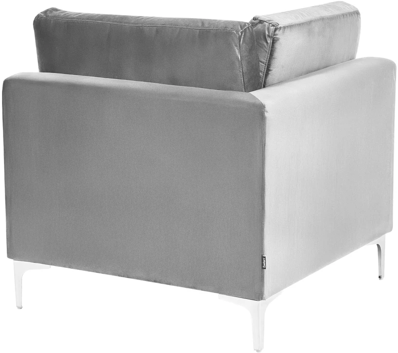 Beliani 4 vietų modulinė sofa EVJA, dešininė, pilka, veliūrinė, su otomane